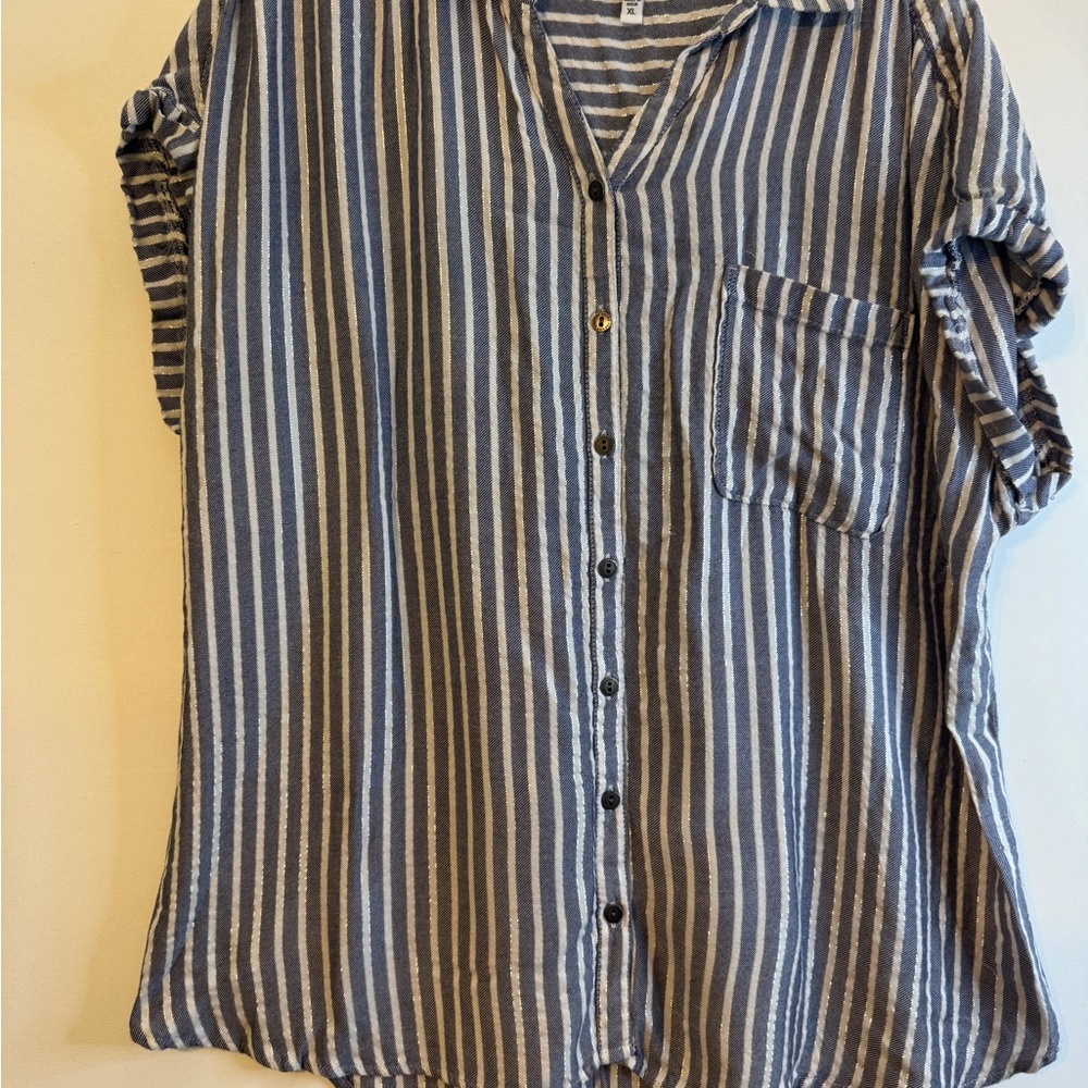 Sonoma Navy and White Striped Shirt